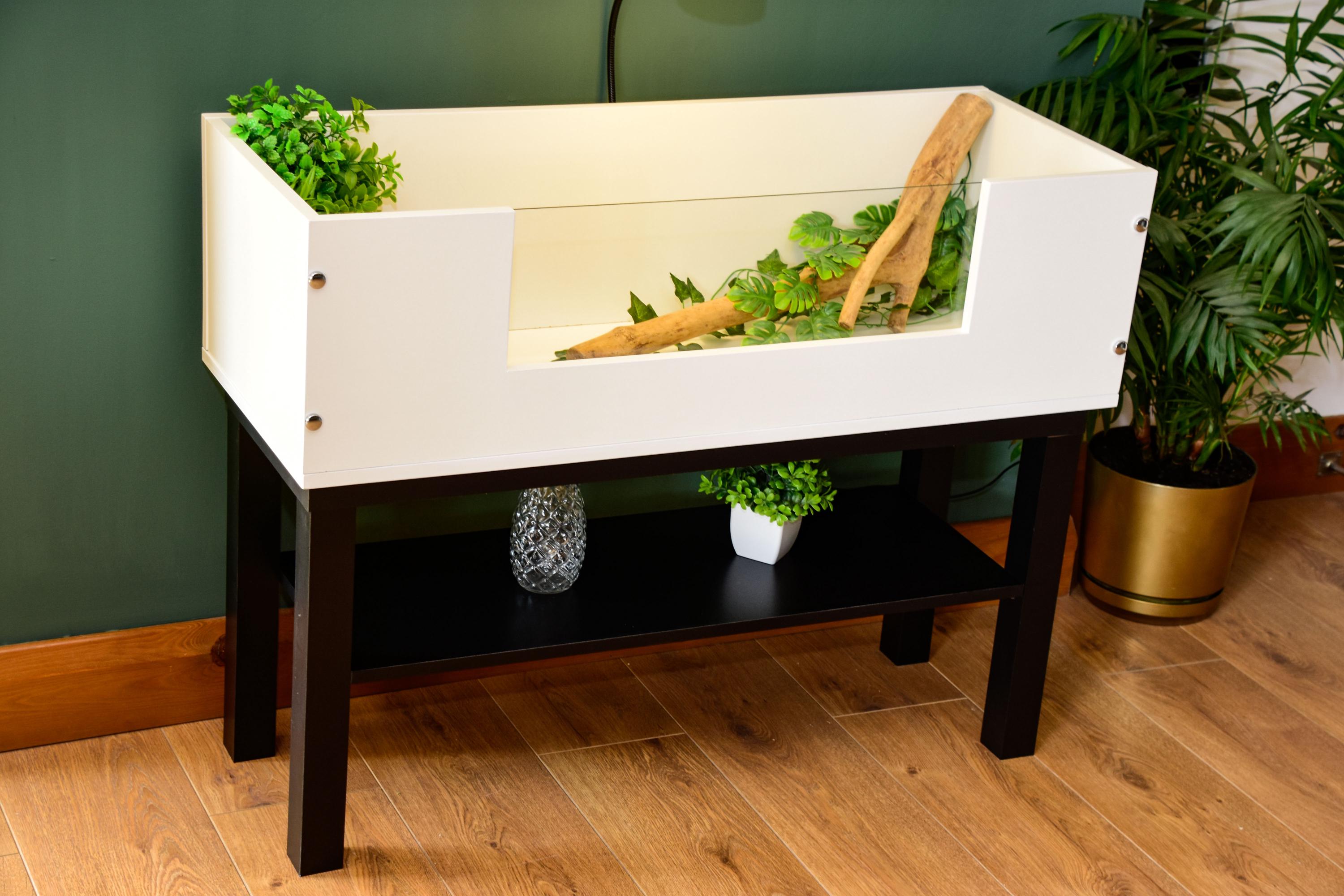 3ft Open Top Tortoise Table + Black Stand with Glass Window
