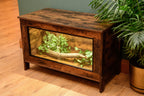 Dark Wood Vivarium / Tortoise House - Hinged Lid + Glass Doors - 76cm x 48cm x 35cm - LED Light Included