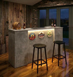 Grey Stone Effect LED Home Bar with Stools (6ft)