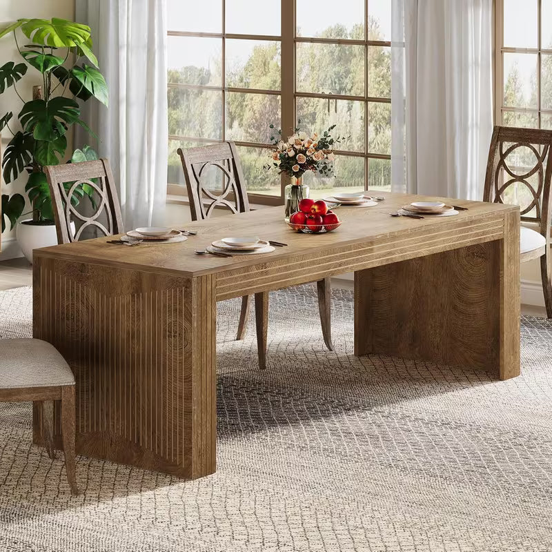 Large Rustic Dining Table in bright dining room