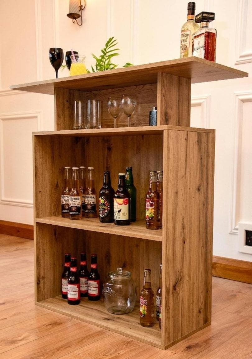 Oak Effect LED Home Bar