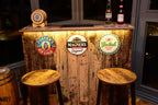 Old Wood Effect LED Home Bar with Matching Stools (1m)