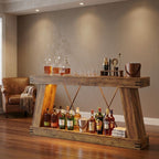 Extra Large Rustic Slim Light Up Home Bar / Console Table — Stools Optional