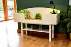 4ft Open Top Tortoise Table + White Stand with Glass Window