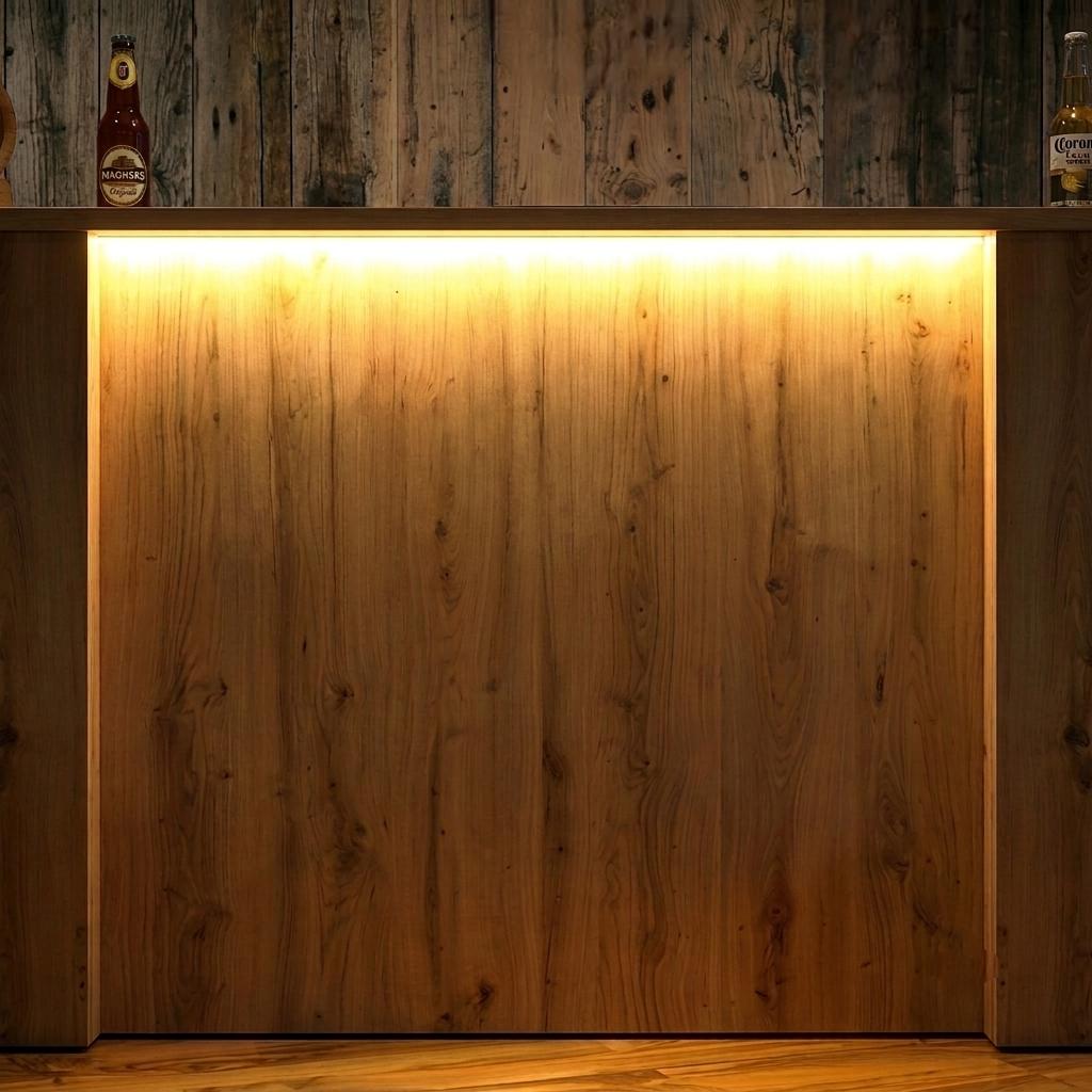 Oak Effect LED Home Bar with Stools (6ft)