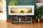 4ft Modern White Reptile Vivarium + Wide Grey Stone Stand - LED Lights Included