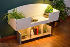 4ft x 16" x 15" Open Top Tortoise Table + Wide LED Grey Stone Stand and Glass Window