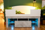 4ft x 16" x 15" Open Top Tortoise Table + Grey Stone Effect LED Stand and Glass Window