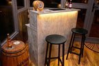 Grey Stone Effect LED Home Bar with Stools (1m)