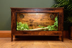 Dark Wood Vivarium / Tortoise House - Hinged Lid + Glass Doors - 76cm x 48cm x 35cm - LED Light Included