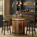 Round barrel table with LED base illumination and cocktail setup