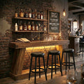 Extra Large Rustic Slim Light Up Home Bar / Console Table — Stools Optional