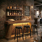 Extra Large Rustic Slim Light Up Home Bar / Console Table — Stools Optional