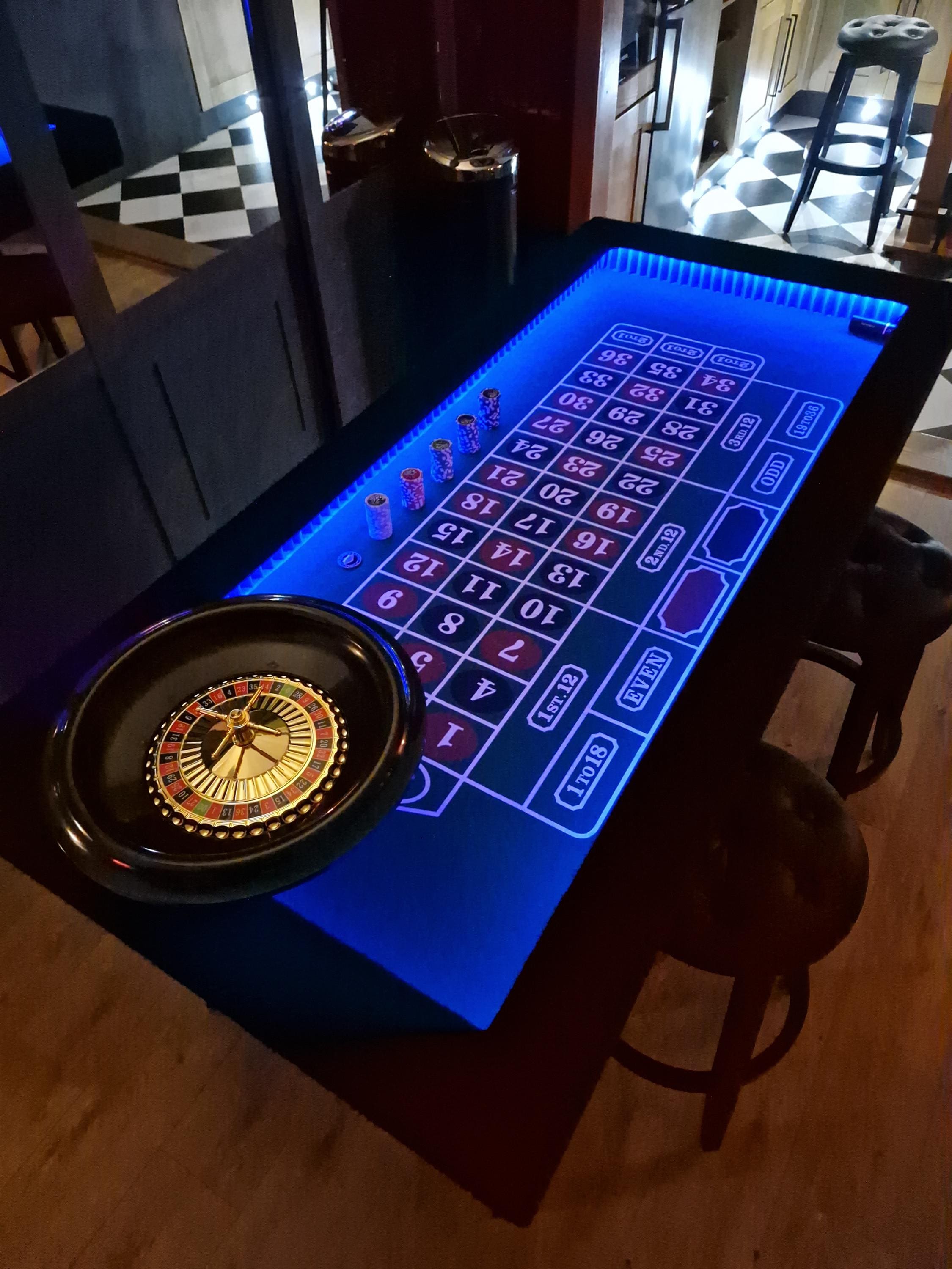 6ft LED Luxury Casino Vault Table with Glass Top