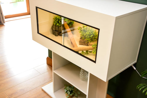 3ft Modern White Reptile Vivarium + High Stand - LED Light Included