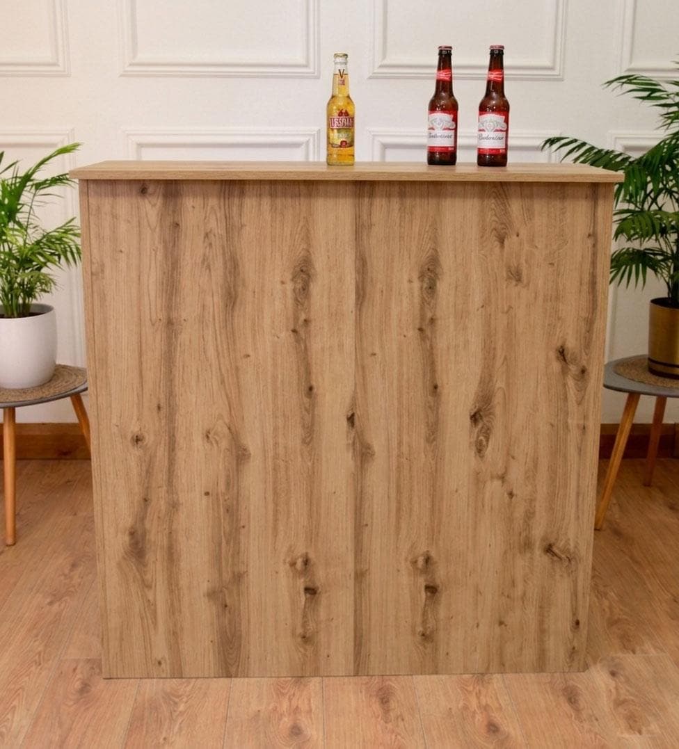 Oak Effect LED Home Bar with Stools (1m)