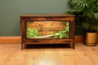 Dark Wood Vivarium / Tortoise House - Hinged Lid + Glass Doors - 76cm x 48cm x 35cm - LED Light Included
