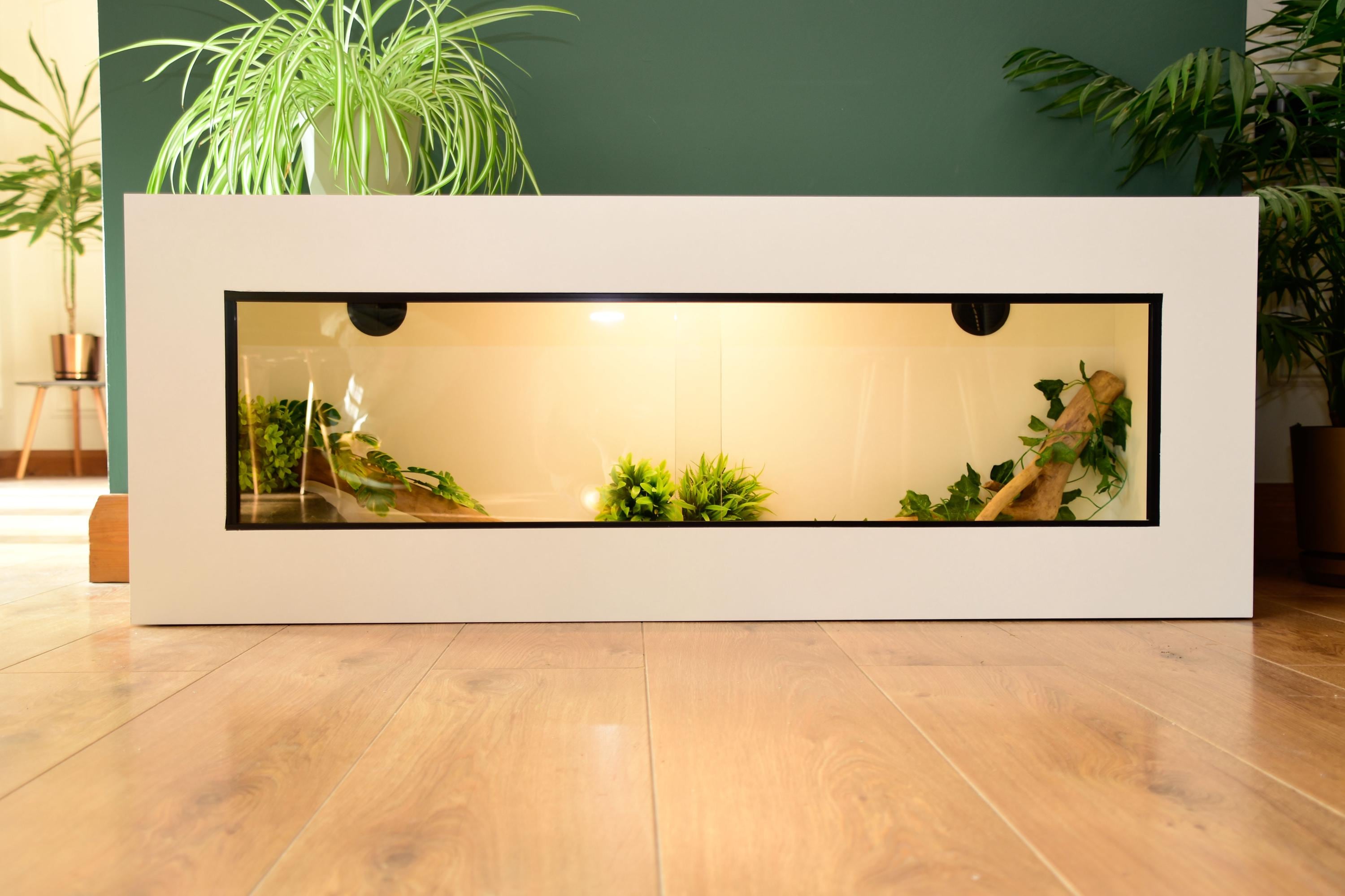 4ft Modern White Reptile Vivarium - LED Light Included