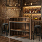 Large Rustic Half Penny Light Up Home Bar — Stools Optional