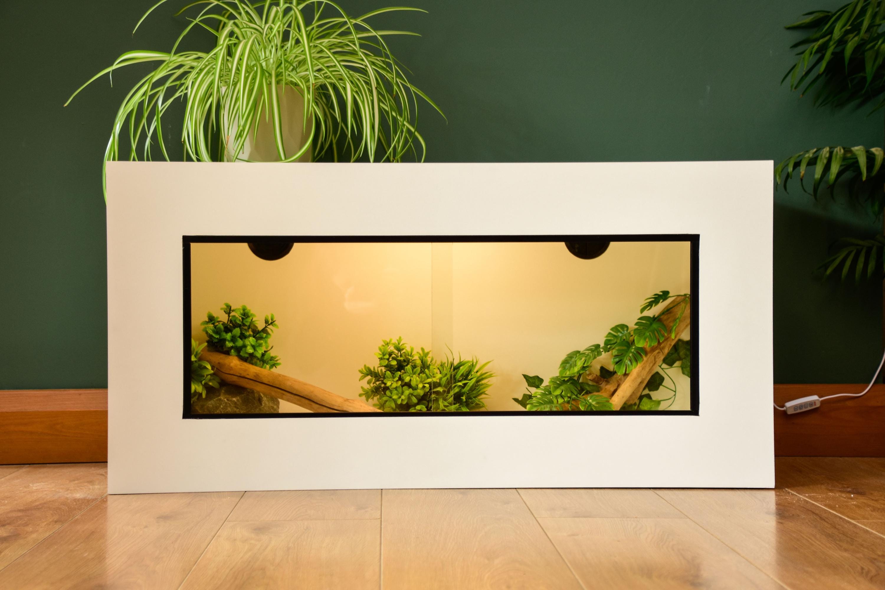 3ft Modern White Reptile Vivarium - LED Light Included