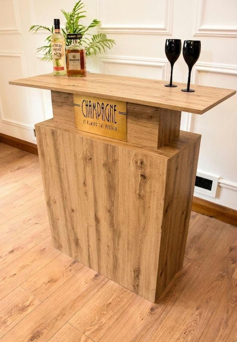 Oak Effect LED Home Bar