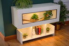 4ft Modern White Reptile Vivarium + Wide White Stand - LED Lights Included
