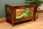 Dark Wood Vivarium / Tortoise House - Hinged Lid + Glass Doors - 76cm x 48cm x 35cm - LED Light Included