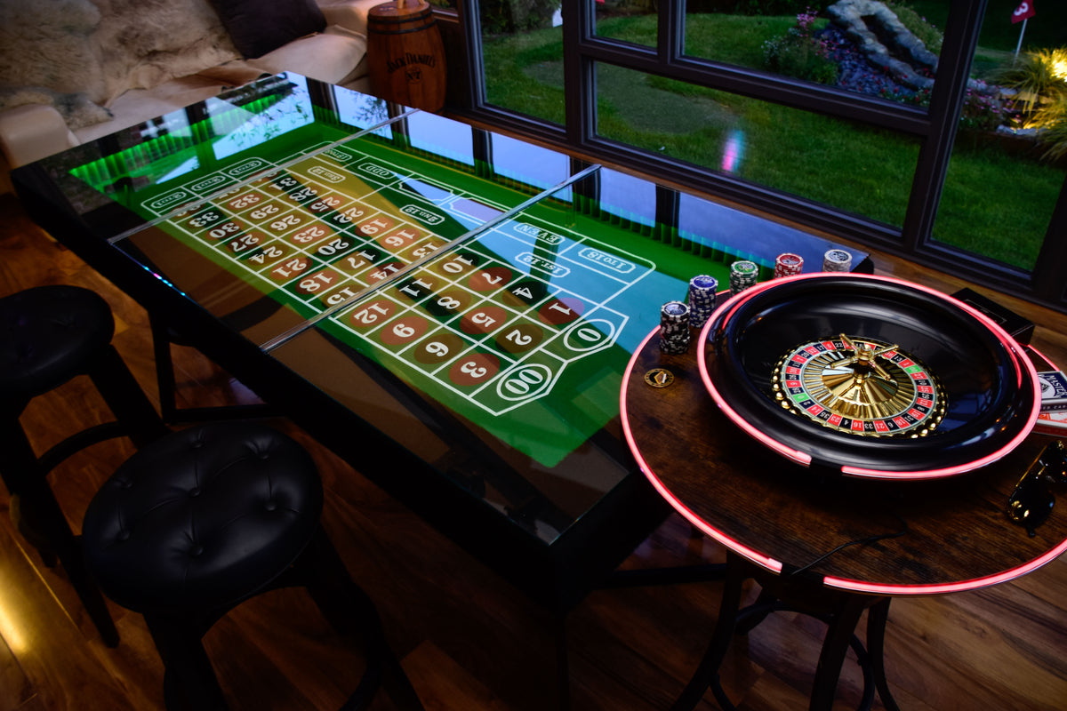 6ft LED Luxury Casino Vault Table with Glass Top