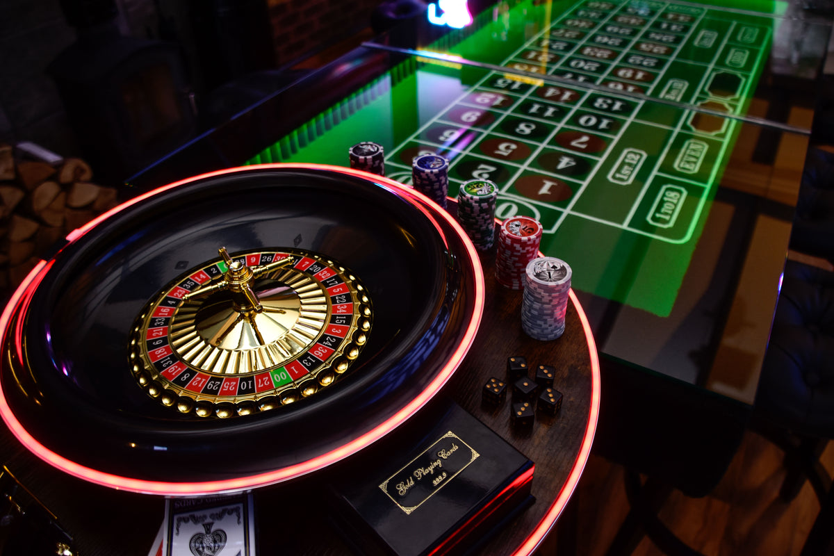 6ft LED Luxury Casino Vault Table with Glass Top