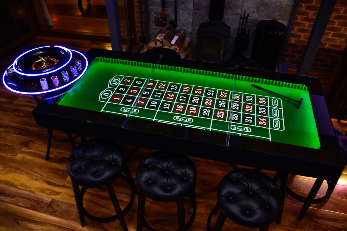 6ft LED Luxury Casino Vault Table with Glass Top