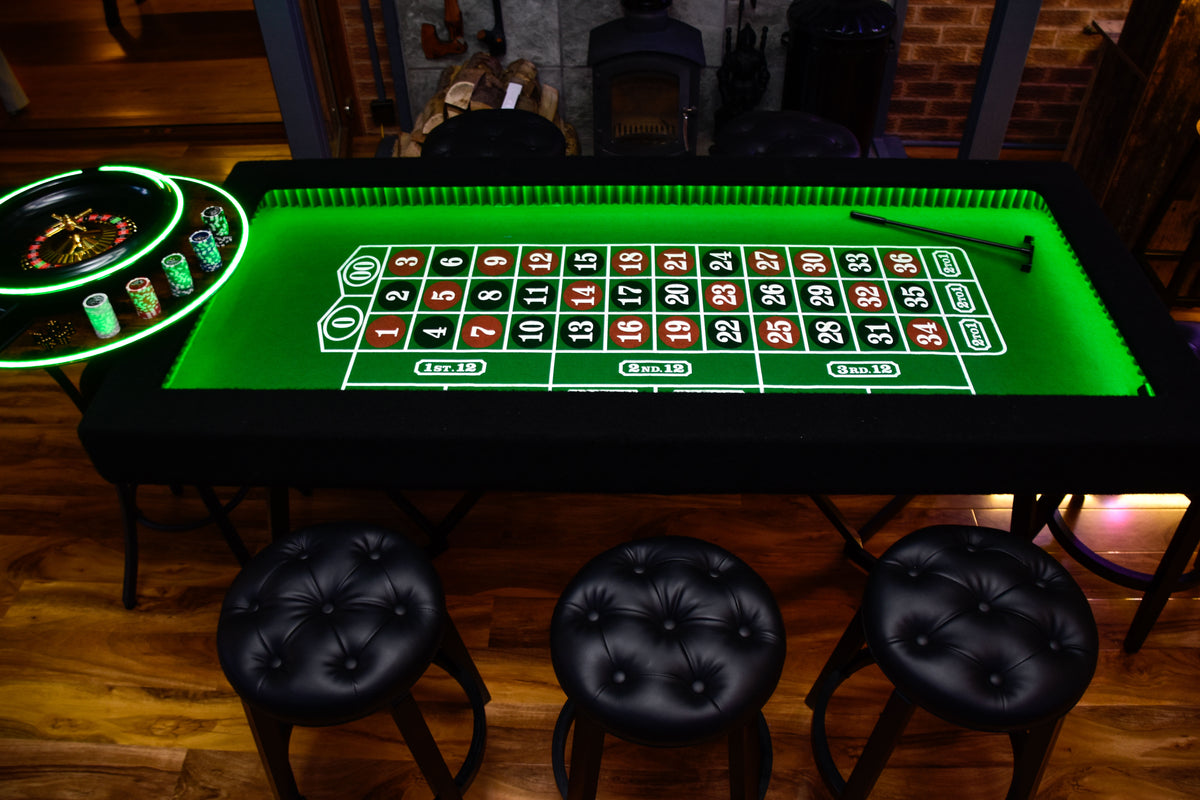 6ft LED Luxury Casino Vault Table with Glass Top