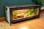 Distressed wood vivarium close-up of wood grain finish