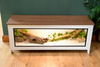 White 4ft vivarium tortoise enclosure - front view with LED lighting on