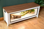 White 4ft vivarium tortoise enclosure - front view with natural light