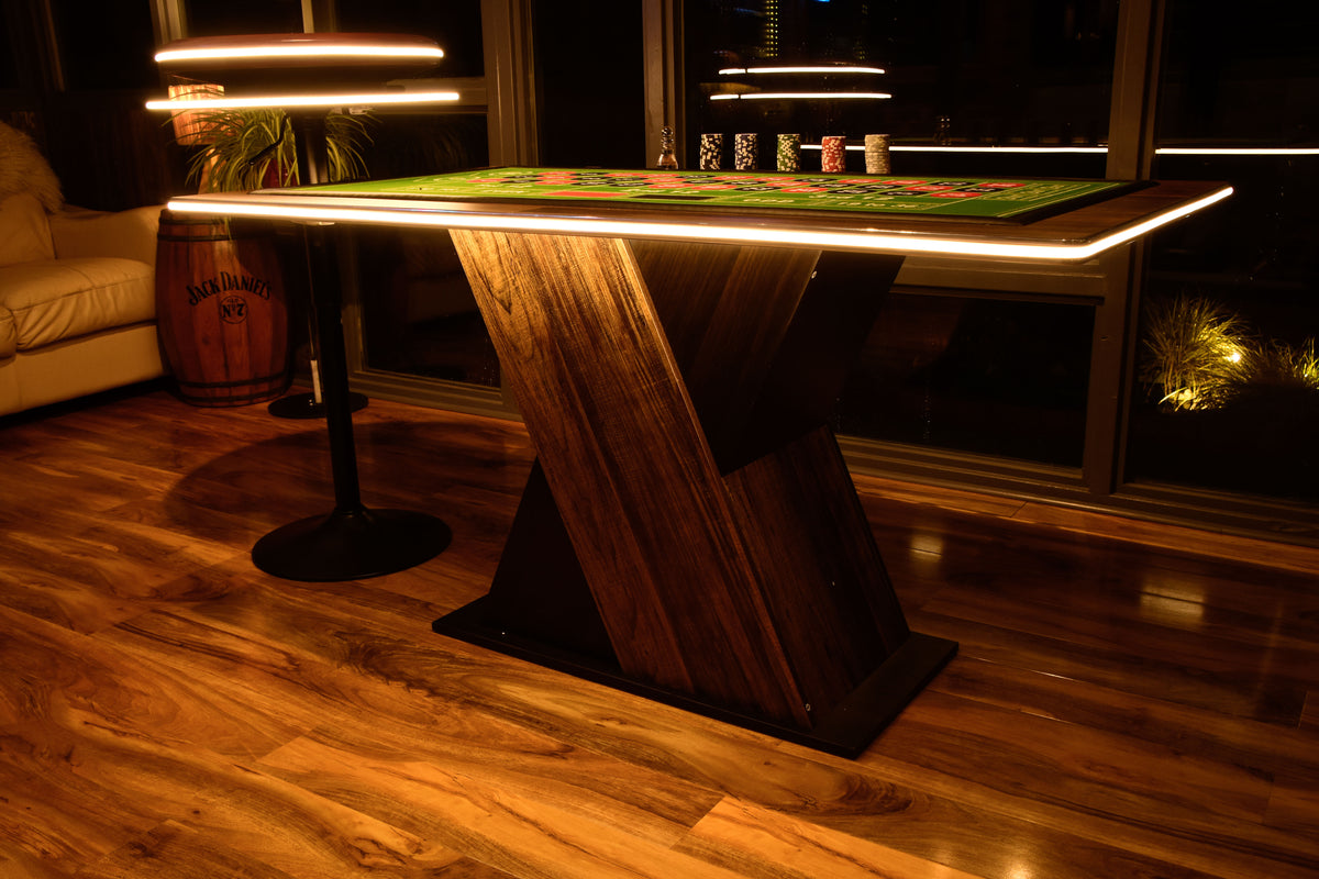 LED Roulette Casino Table with Choice of Roulette Wheel & Optional Stools
