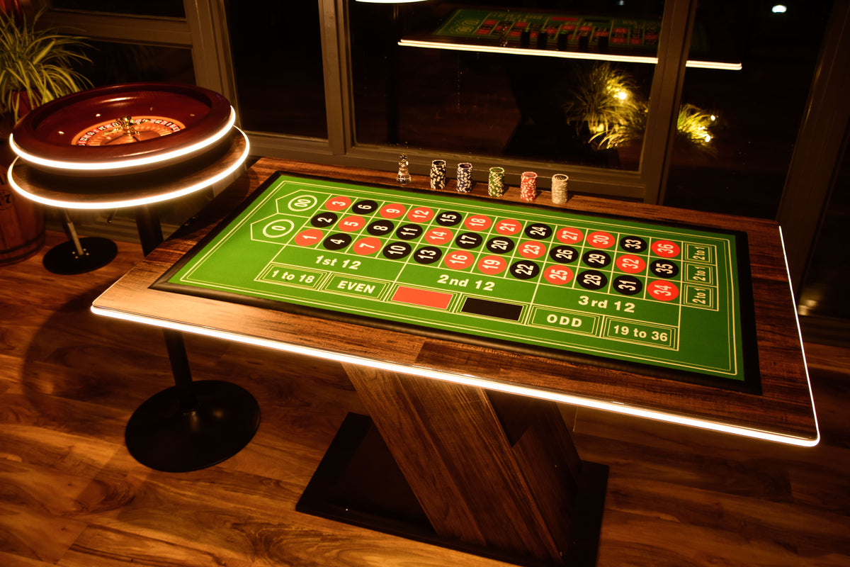 LED Roulette Casino Table with Choice of Roulette Wheel & Optional Stools
