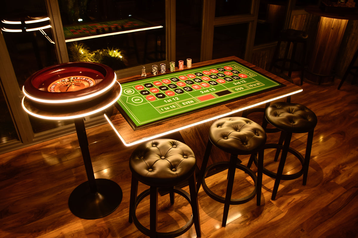 LED Roulette Casino Table with Choice of Roulette Wheel & Optional Stools