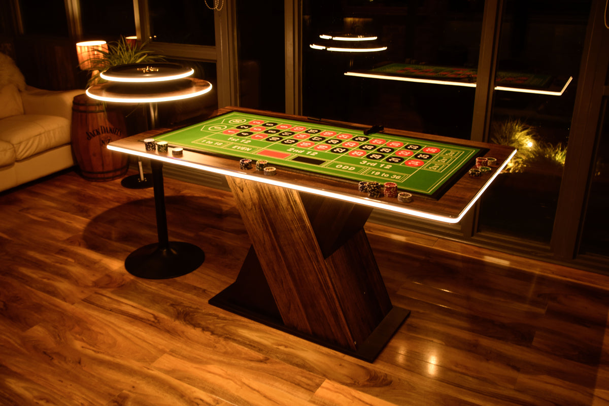 LED Roulette Casino Table with Choice of Roulette Wheel & Optional Stools