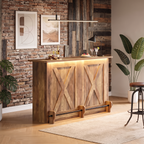 Large Rustic 5ft Cross Design Light up Home Bar — Stools Optional
