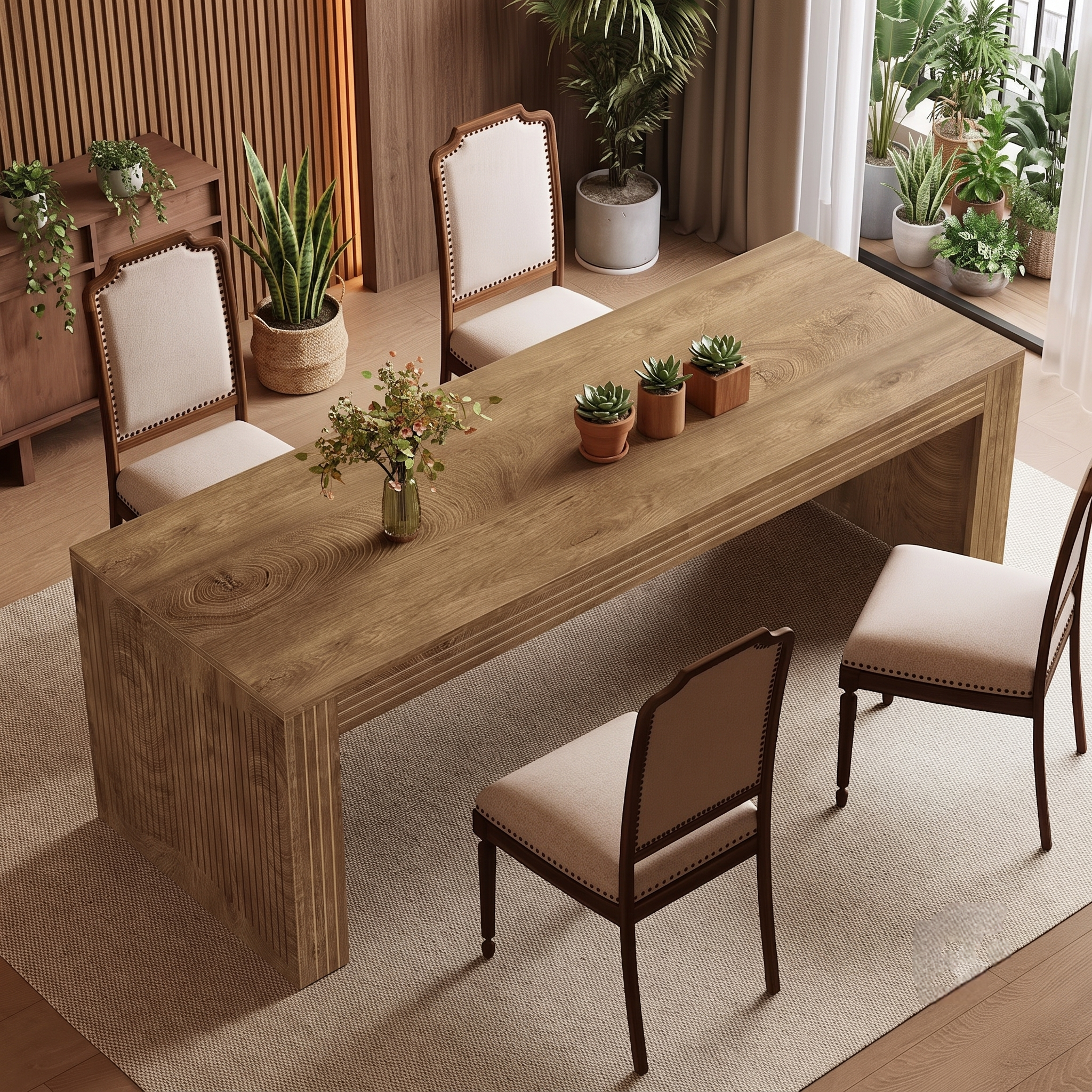 Large Rustic Dining Table in botanical setting