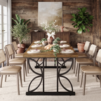 Rustic Industrial Farmhouse Dining Table in wine cellar dining room