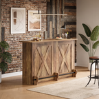 Large Rustic 5ft Cross Design Light up Home Bar — Stools Optional