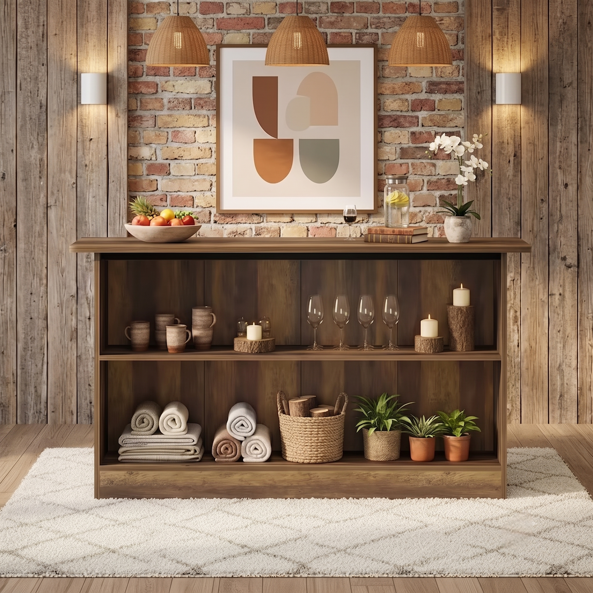 Large Rustic 5ft Cross Design Light up Home Bar — Stools Optional