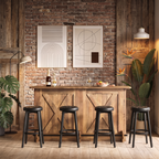 Large Rustic 5ft Cross Design Light up Home Bar — Stools Optional