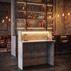 Grey Stone Effect LED Home Bar with Stools (1m)