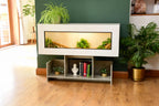 4ft Modern White Reptile Vivarium + Wide Grey Stone Stand - LED Lights Included