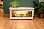 Modern White Reptile Vivarium / Tortoise Table - 1m Wide (Between 3-4ft) - Sliding Doors & Hinge Lid -LED Light Included