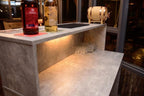 Grey Stone Effect LED Home Bar with Stools (1m)