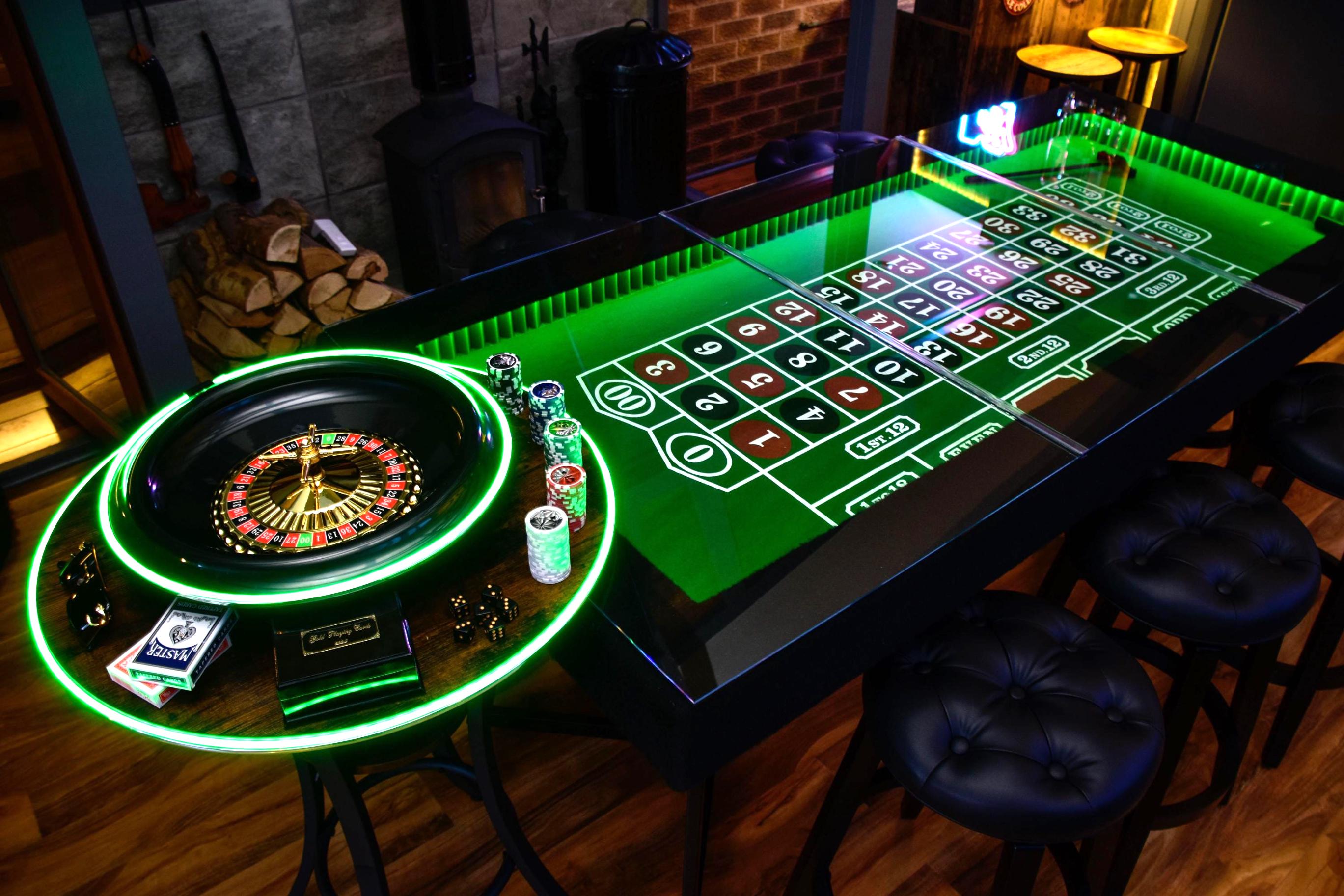 6ft LED Luxury Casino Vault Table with Glass Top