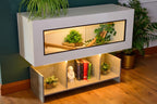 4ft Modern White Reptile Vivarium + Wide Grey Stone Stand - LED Lights Included